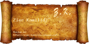 Zier Kamilló névjegykártya